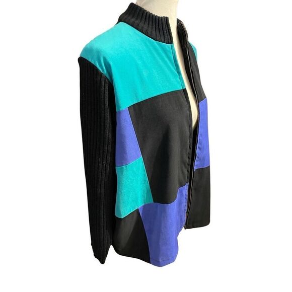 JM Collection By Jennifer Moore Y2K 90’s/2000’s Era color Block Full Zip Sweater - Picture 6 of 12